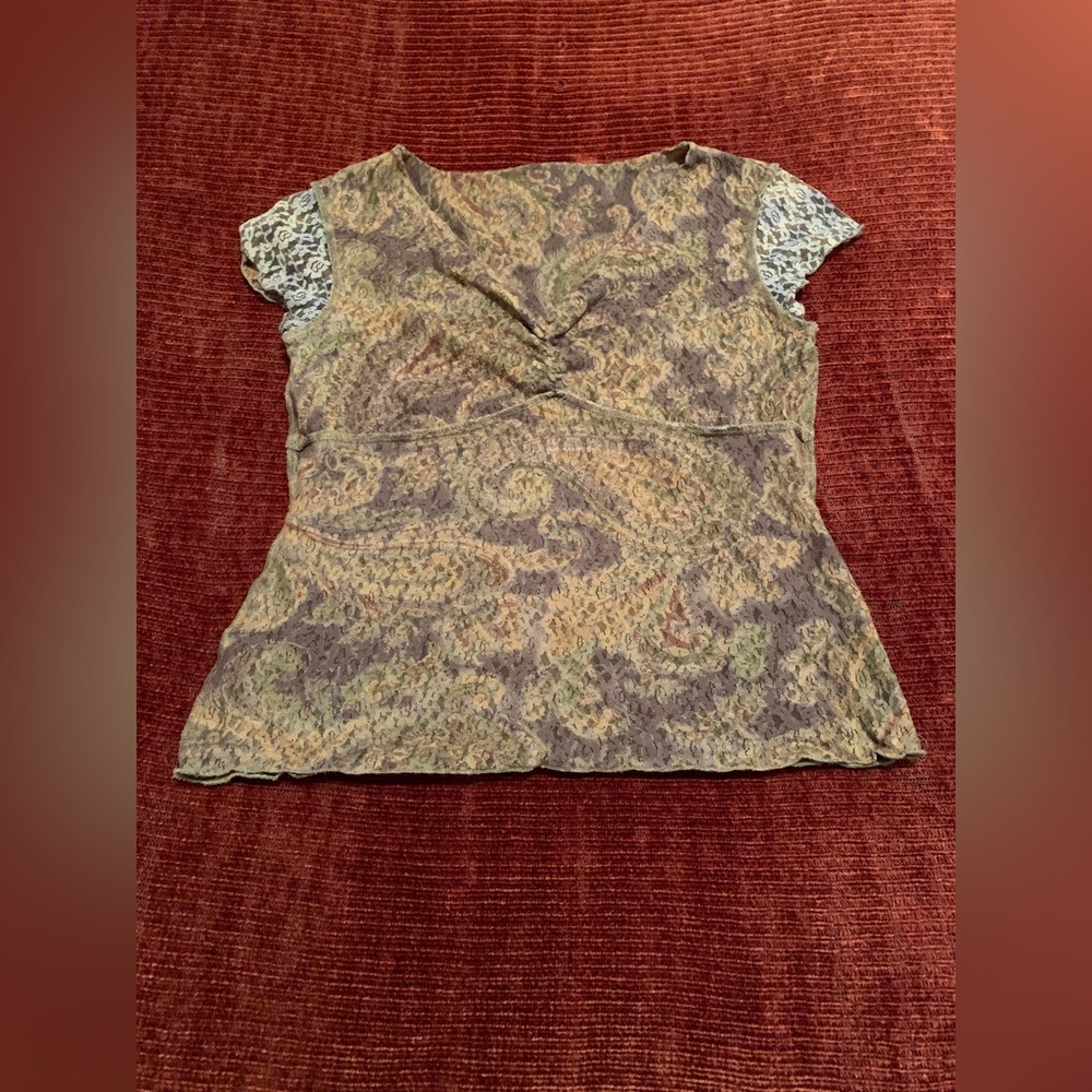 Paisley & Floral Tan Brown Top - Picture 8 of 9
